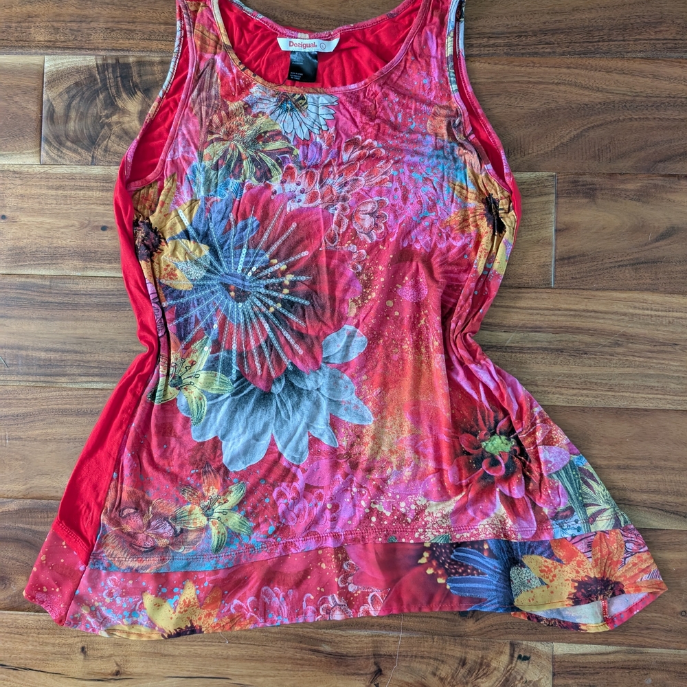 Desigual Women's Floral Red Tank Top